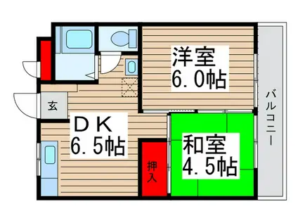 コスモレジデンス(2DK/2階)の間取り写真