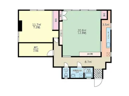 野口ビル(2SK/2階)の間取り写真