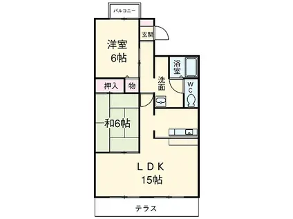 グランディール蜆塚B棟(2LDK/2階)の間取り写真