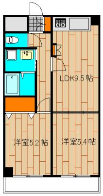 ノーサイド(2LDK/5階)の間取り写真