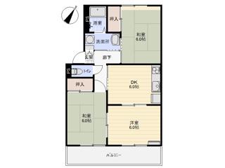 コスモハウス(3DK/2階)の間取り写真