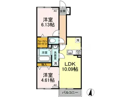 オアシス東豊 C棟(2LDK/1階)の間取り写真