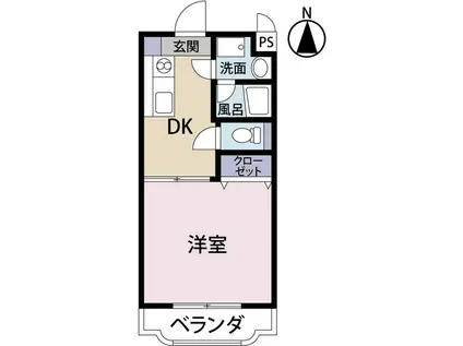 メゾンかりがね(1DK/2階)の間取り写真