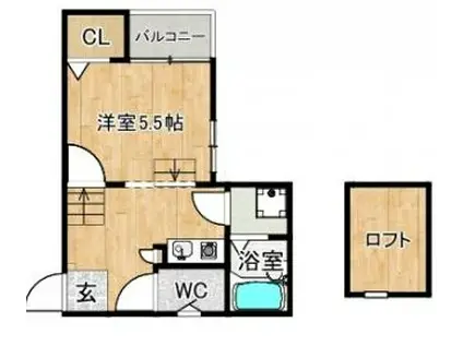 コンフォートベネフィス大橋V(1K/2階)の間取り写真