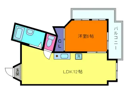 サンハイツ新田(1DK/3階)の間取り写真