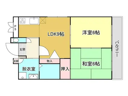 オーク国分(2DK/4階)の間取り写真