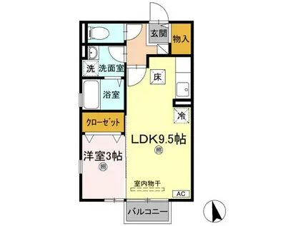 フォンターナ伏石A(1LDK/1階)の間取り写真