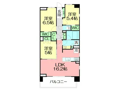 BRILLIA湘南辻堂海浜公園(3LDK/3階)の間取り写真