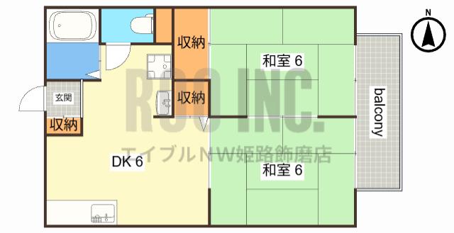 サンシティ北新在家(2DK/1階)の間取り写真