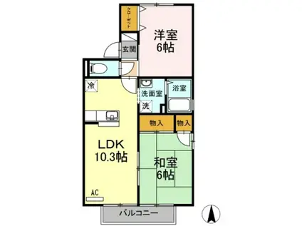 モア・フローレンスA棟(2LDK/2階)の間取り写真