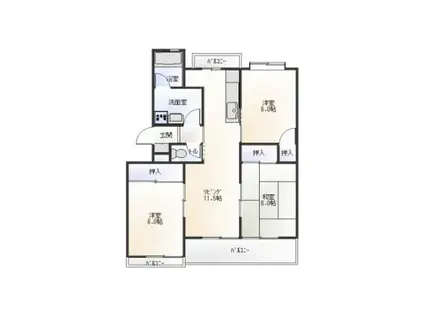 桜台マンション(3LDK/2階)の間取り写真