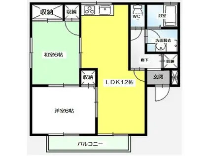 光陽ハイツ B(2LDK/1階)の間取り写真