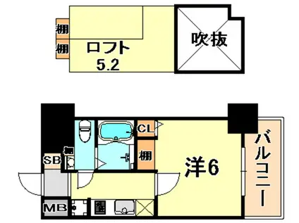 エステムコート神戸県庁前IVグランディオ(1K/4階)の間取り写真