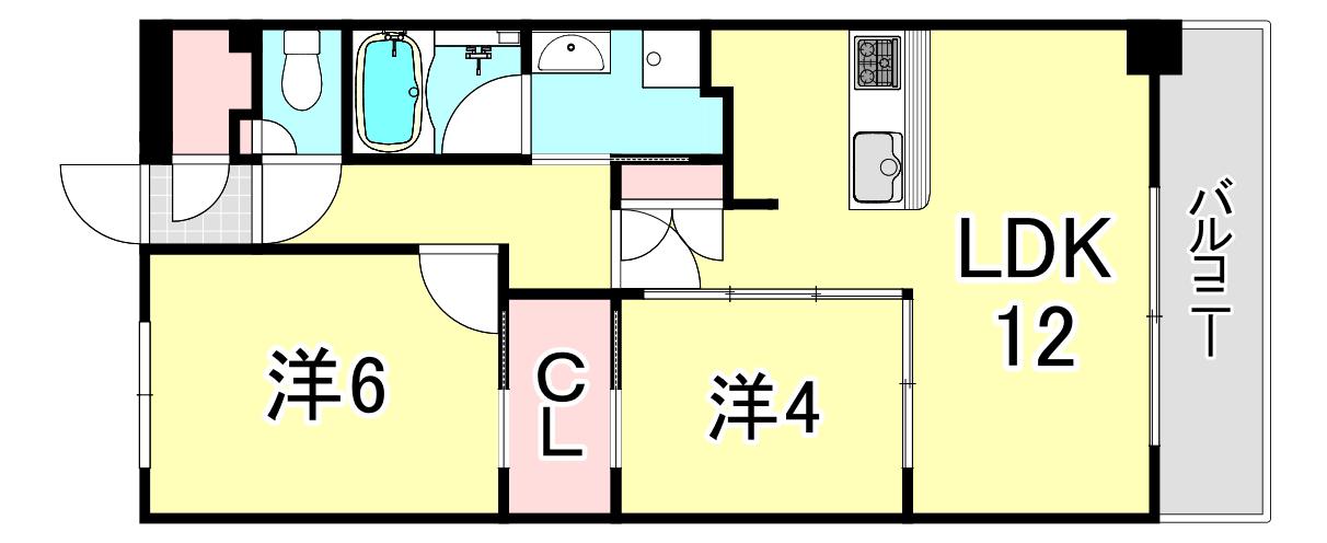 LIVECASA西宮(2LDK/7階)の間取り写真