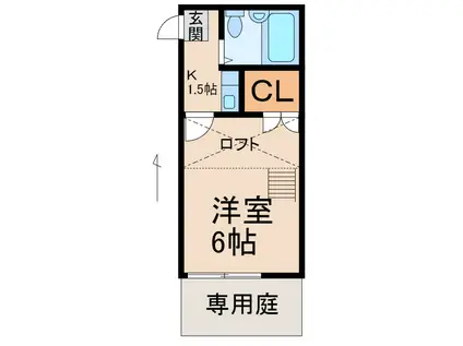 アンジュ(1K/1階)の間取り写真