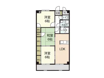 ボンヌール(3LDK/2階)の間取り写真