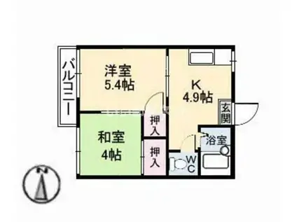 メゾンリアルII(2K/2階)の間取り写真