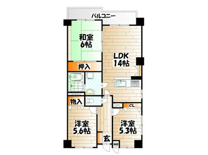 アメニティ藤松(3LDK/6階)の間取り写真