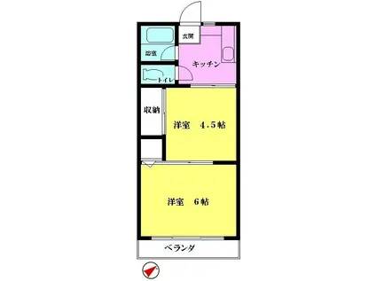 メゾン春日(2K/2階)の間取り写真