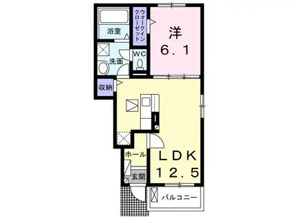 エスポワール氷上(1LDK/1階)の間取り写真