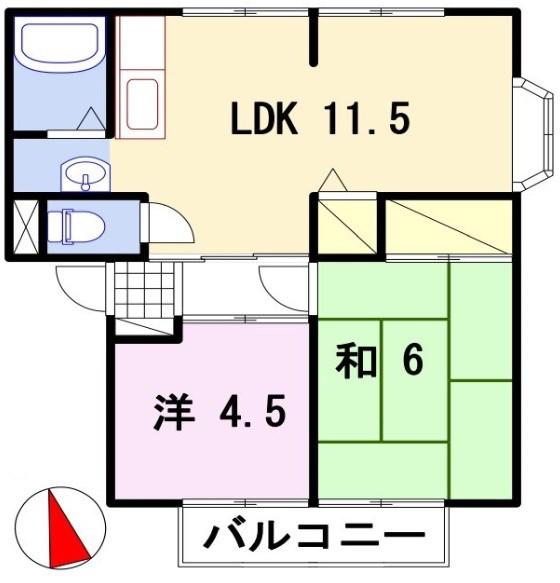 サンシティー国分寺(2LDK/1階)の間取り写真