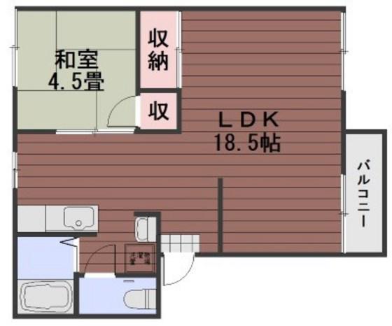 妹尾グリーンコーポ(1LDK/1階)の間取り写真