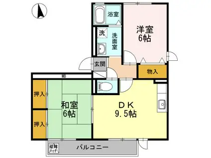 アチチュード(2DK/2階)の間取り写真