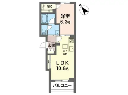 ラ・シャンス(1LDK/1階)の間取り写真