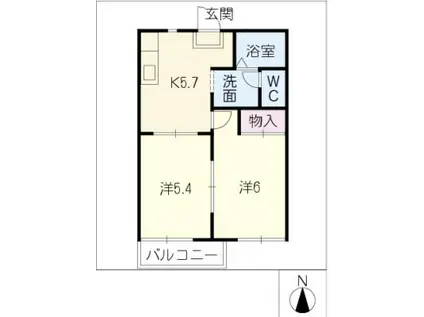 ビライチカワ寿(2K/1階)の間取り写真