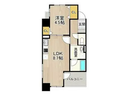 CITY SPIRE 名古屋大須(1LDK/11階)の間取り写真