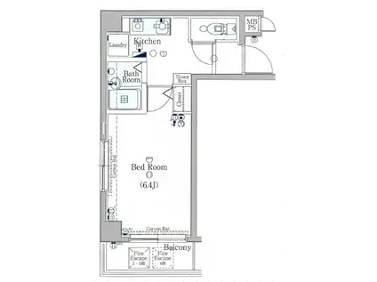 ヴォーガコルテ多摩川(1K/1階)の間取り写真