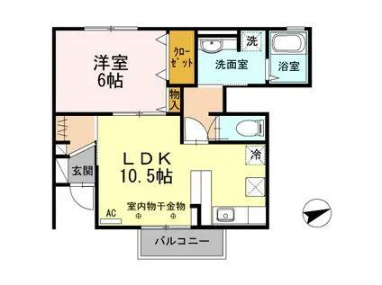 ルミエール(1LDK/1階)の間取り写真