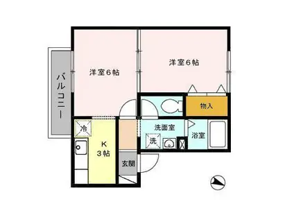 ハイカムール鷹清水A(2K/2階)の間取り写真