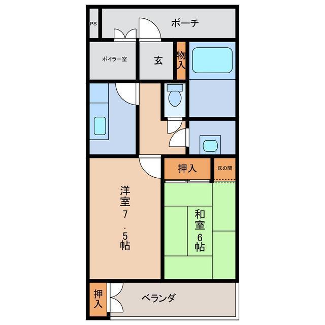 メゾン下呂(2K/4階)の間取り写真