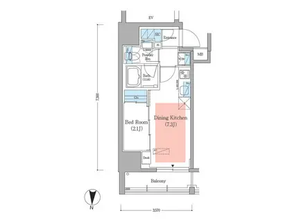 アーバネックス深川住吉III(1DK/14階)の間取り写真