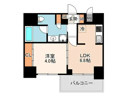 エスライズ難波III(1LDK/9階)の間取り写真