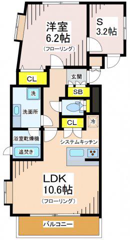 アルシオン仙川(1SLDK/2階)の間取り写真