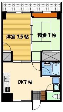 宮田ハイツ(2DK/6階)の間取り写真