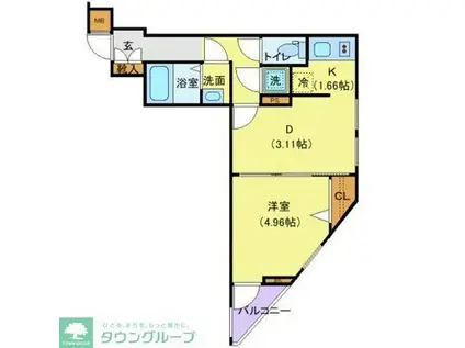 ビバリーホームズ目黒鷹番(1DK/4階)の間取り写真