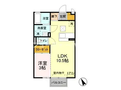 グレイス自由ヶ丘(1LDK/1階)の間取り写真