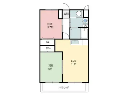 BELL39(2LDK/2階)の間取り写真