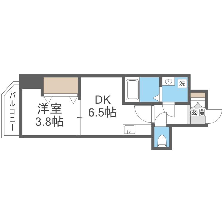 GARDENIA城東(1DK/10階)の間取り写真