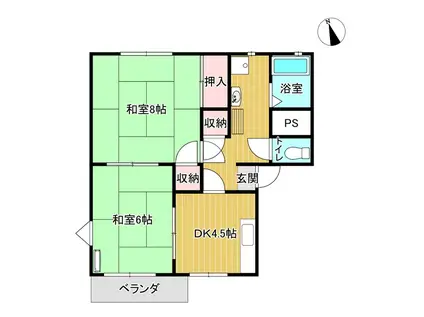 サンハイツ玉田(2DK/2階)の間取り写真