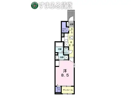 ハピネス ビレッジ 3(1K/1階)の間取り写真