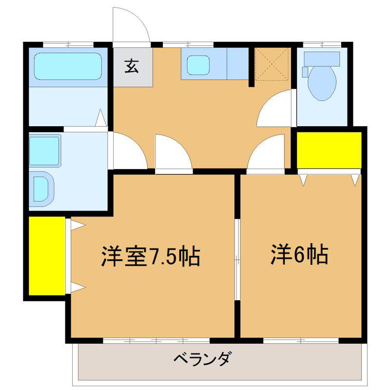コワラハイツ(2DK/2階)の間取り写真