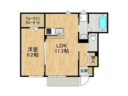 朝日レジデンス荒川本郷A(1LDK/1階)の間取り写真