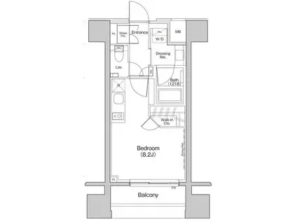 ザ・パークハビオ荏原中延プレイス(ワンルーム/12階)の間取り写真