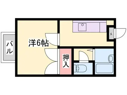 カーサエスクレア(1K/2階)の間取り写真