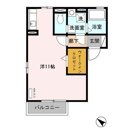 コンフォールII(ワンルーム/2階)の間取り写真