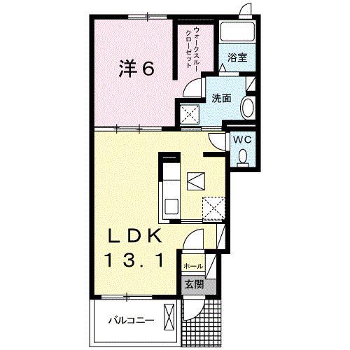 ボヌール メゾン B(1LDK/1階)の間取り写真